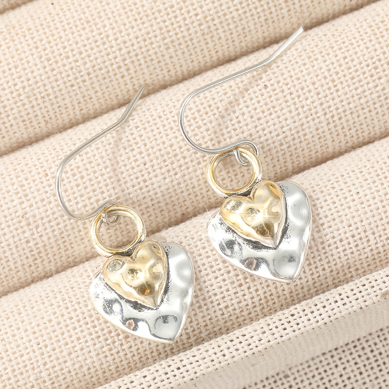 TEMU Minimalist Heart-shaped Drop Earrings For Women Featuring A Heart Pendant And , Suitable For Casual And Formal Occasions, Gifts On Valentine's