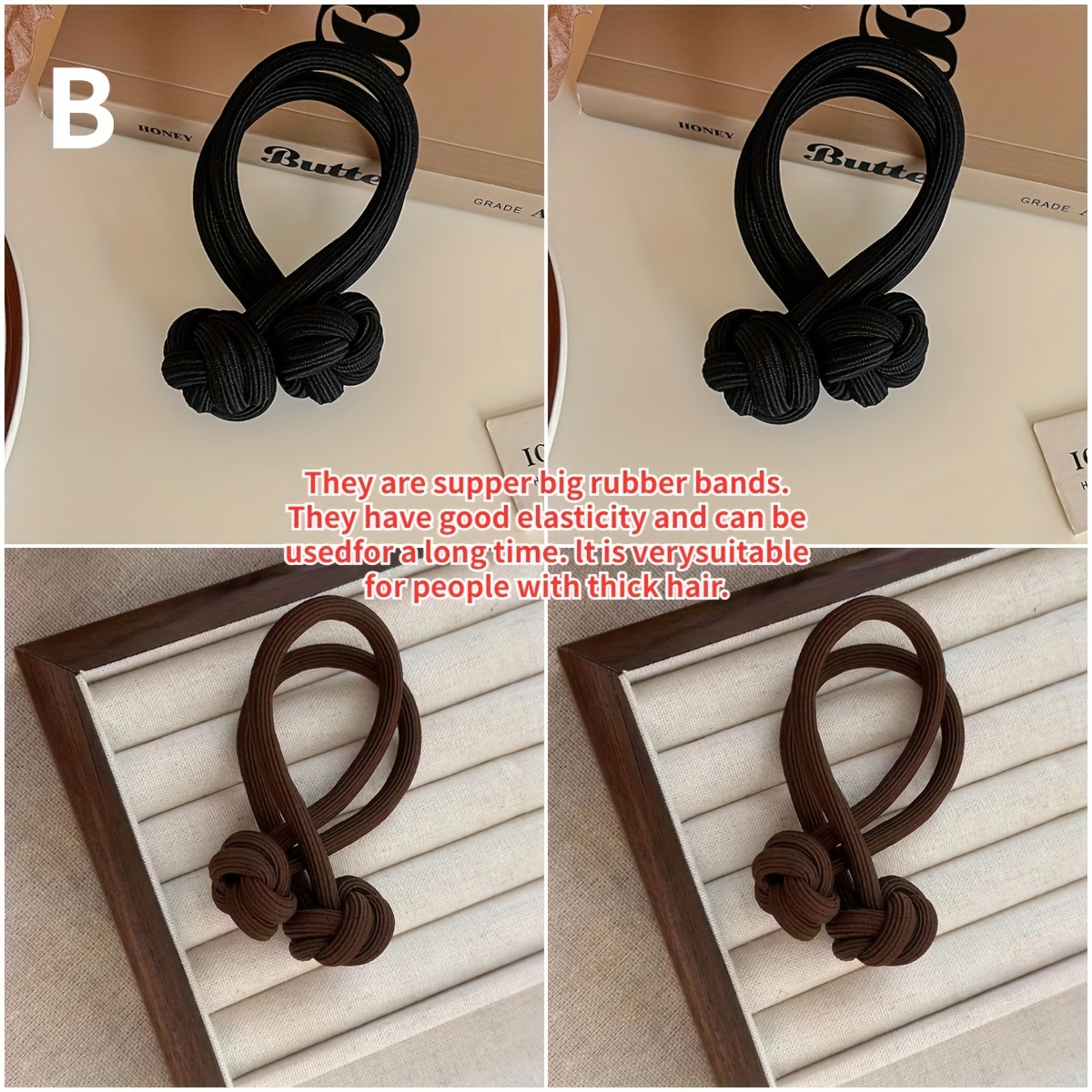 4pcs knotted hair tie high elasticity hair rope solid color hair ring durable ponytail holder hair accessories for women details 7