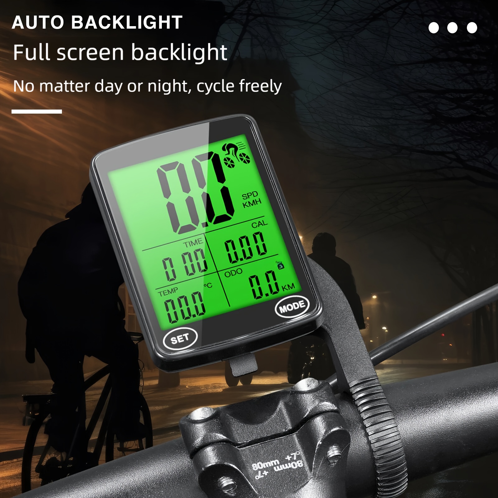 E-shop 2026 Neuer Fahrradcomputer mit LCD-Display & grüner Hintergrundbeleuchtung - Fahrradtachometer, Multifunktionaler Radcomputer für