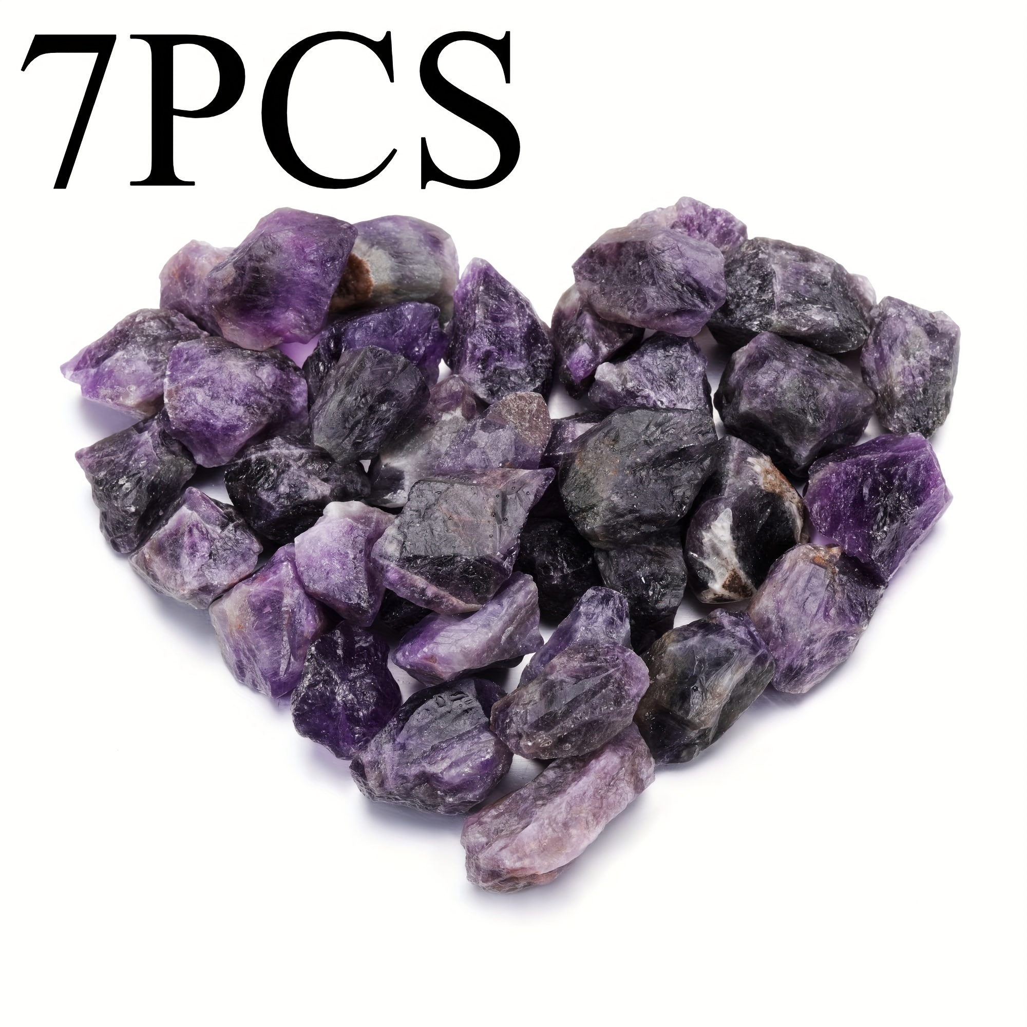 E-shop Großhandels-Set mit 7 natürlichen Amethyst-Rohsteinen, tiefviolette Kristall-Duftzerstäubersteine, geeignet zum Schneiden, Schleifen, Schnitzen,