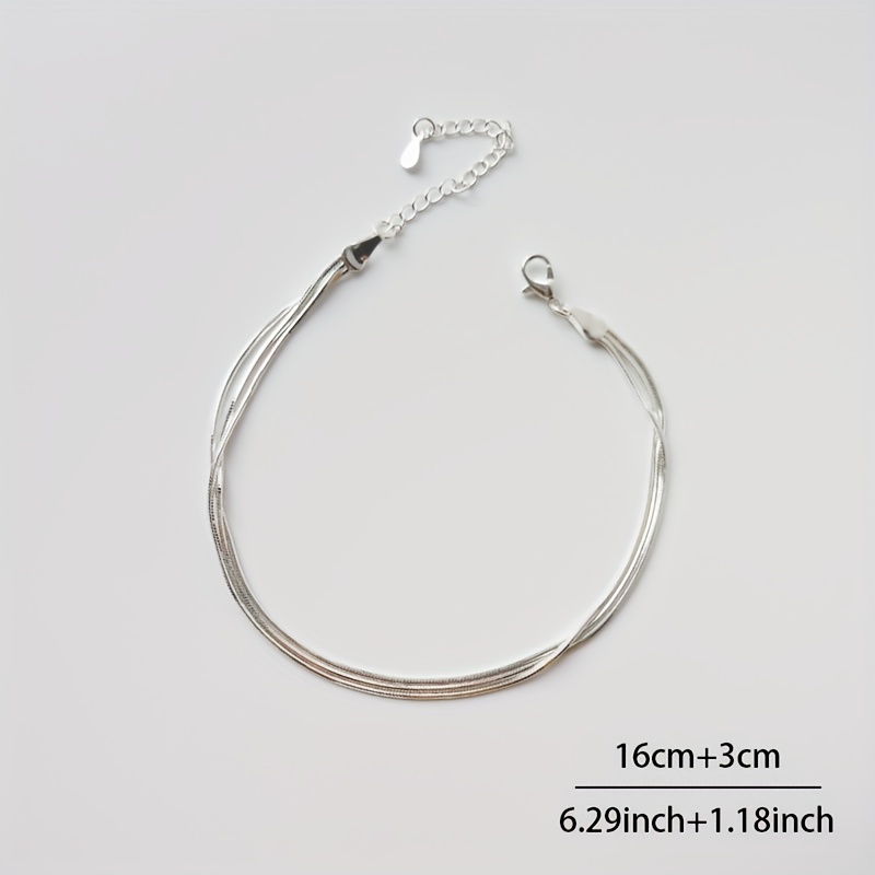 S925 Sterling Silver Triple Layer Snake Bone Chain Bracelet