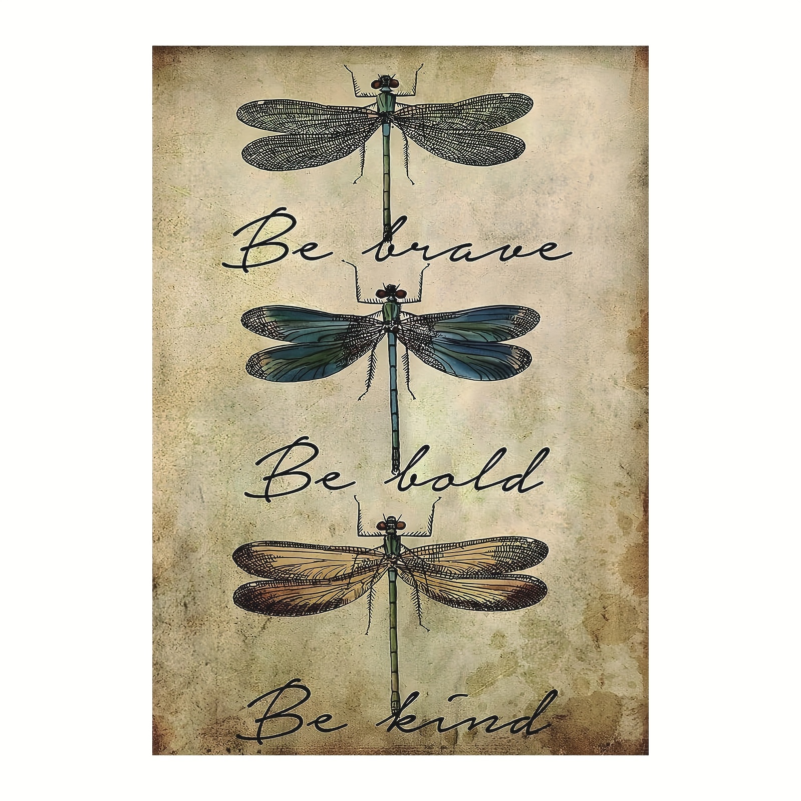 Affiche Vintage Gothique Libellule Foncée - Peinture Sur Toile 40x60 Cm - Décoration Murale Salon Ou Salle De Bain
