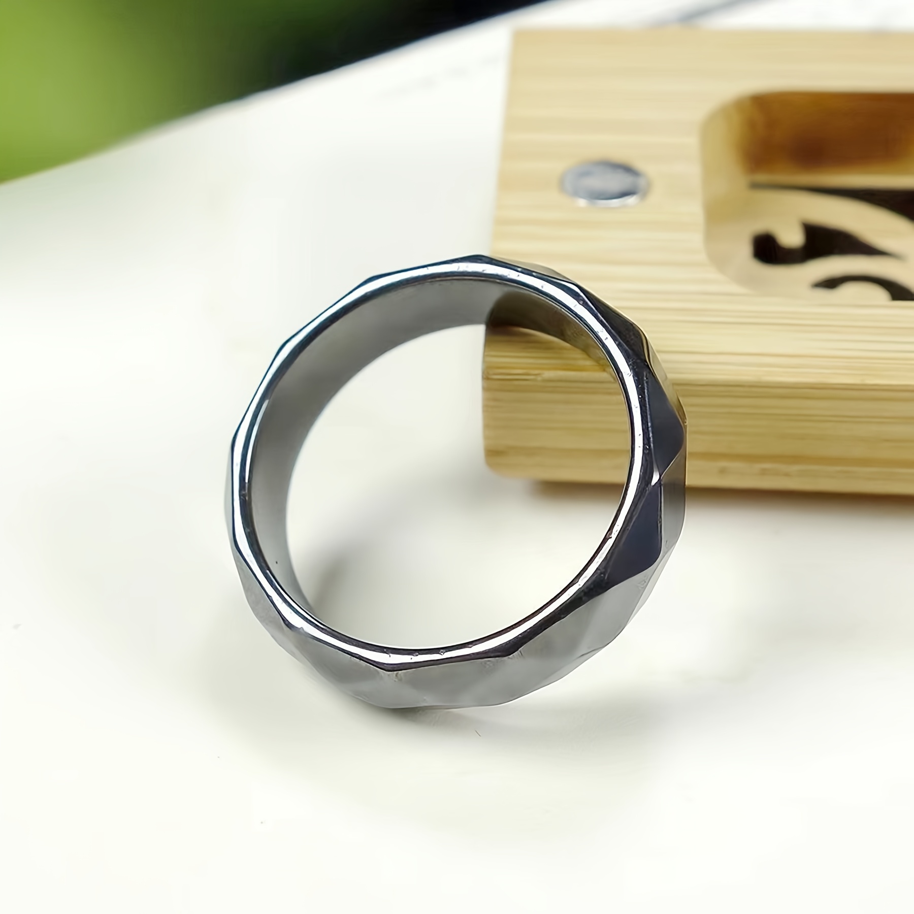 Terahertz Stone Faceted Ring Friendship Matching Promise Rings