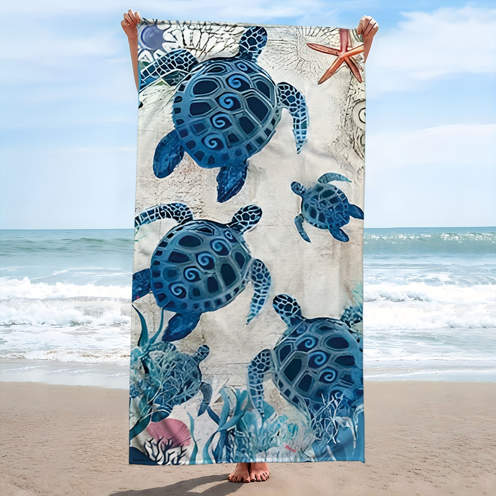 

Extra Large Turtle Print Microfiber Beach Towel - , Quick-dry Mat For Travel, Pool, Surfing, Yoga & Camping