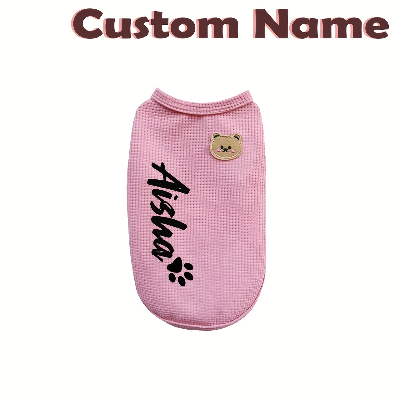 TEMU Personalized Dog T-shirt, Custom Name And Paw Print Design, Suitable For Small/medium Dogs And Cats, Comfortable Pet Tee, Vest, Perfect Gift For