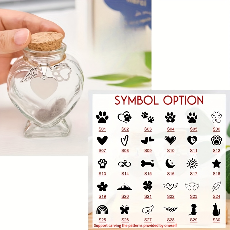 TEMU Custom Engraved Wooden Cork Glass Bottle With Paw Print Pendant, Filled With Pet Hair, Teeth, Or Ashes, A Keepsake For Pet Hair, Memorial For