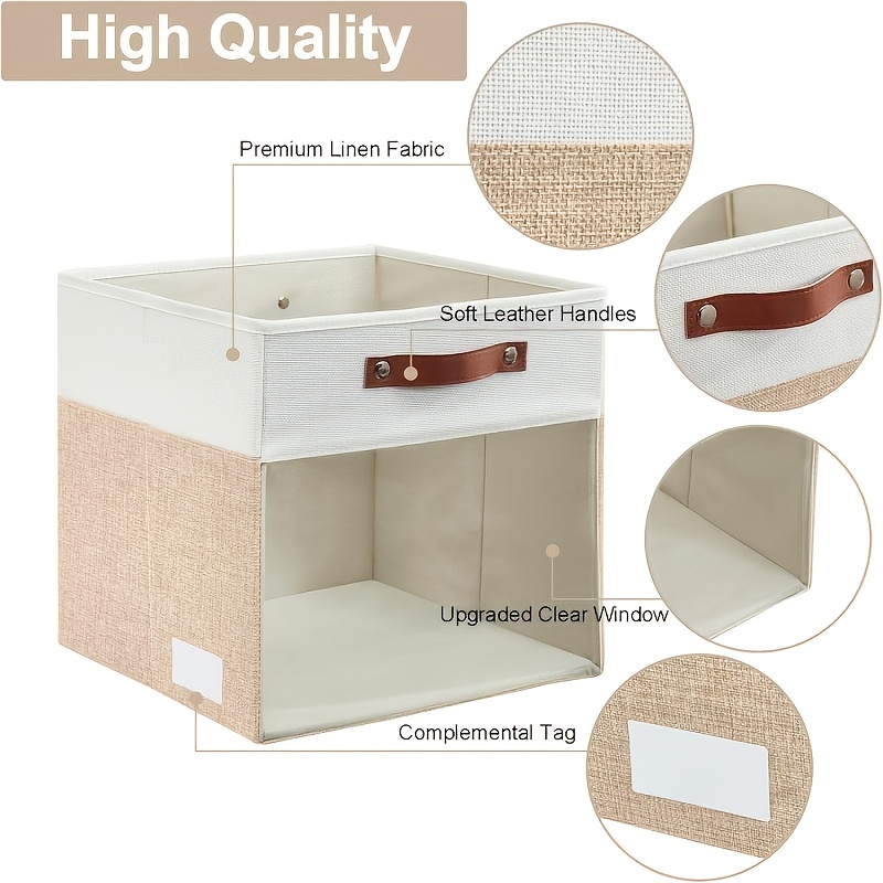 4-Pack Cube Storage Bins with Handles for Clothes Storage