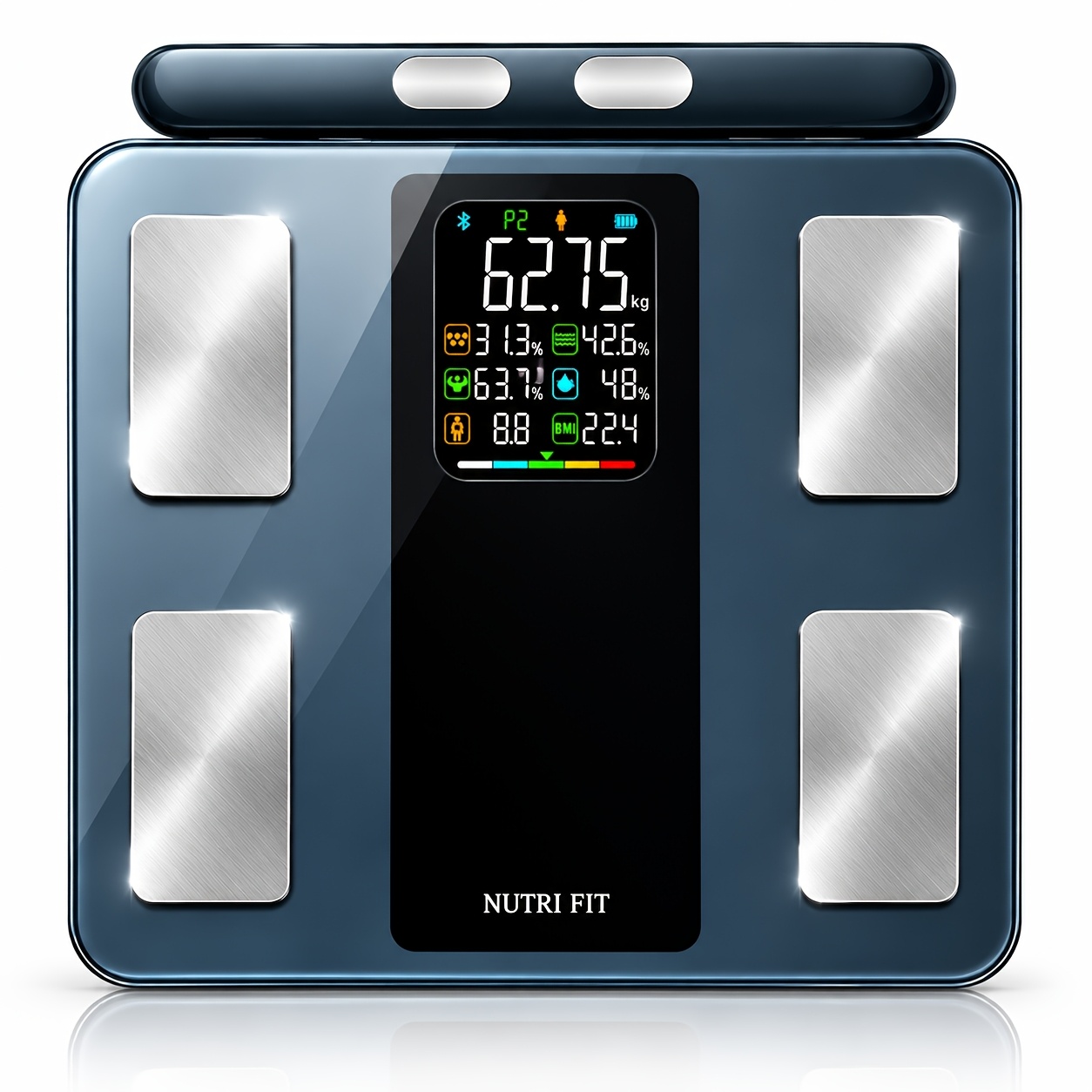Image of Smart 8-electrode Body Scale With Large Color Lcd Display, 400lb/180kg Capacity, App-, Retractable Coil, Household Electronic Scale, For Weight Measurement, Sports & Fitness, Not Battery