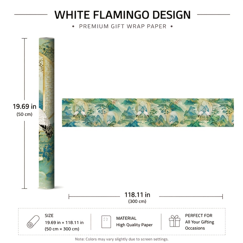 TEMU 1 Rouleau 50x300cm (19.7x118.1in) à Motif Floral Supérieur. Motif, Parfait pour , Anniversaires & Fêtes, , Facile à Emballer., Ambiance de Fête,