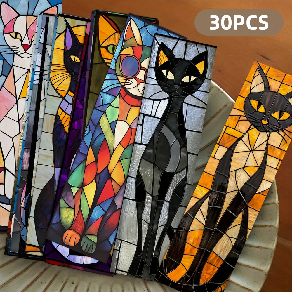 30 Elegant Cat Bookmarks Book Decoration Cards Reading Note Cards Handbook Decoration Paper Bookmarks