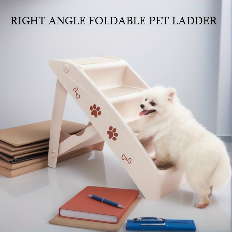 

Foldable Pet Stairs For Dogs, Pp Material, Striped Pattern, Anti-slip, With Easy For Extra Small To Large Breeds