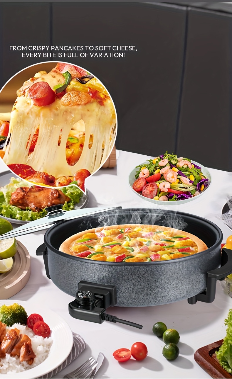 electric hot pot electric   cooking pot frying   oven multi function easy to clean temperature adjustable double tube heating non stick large capacity suitable for pancakes pizza   hot pot etc Product details 6