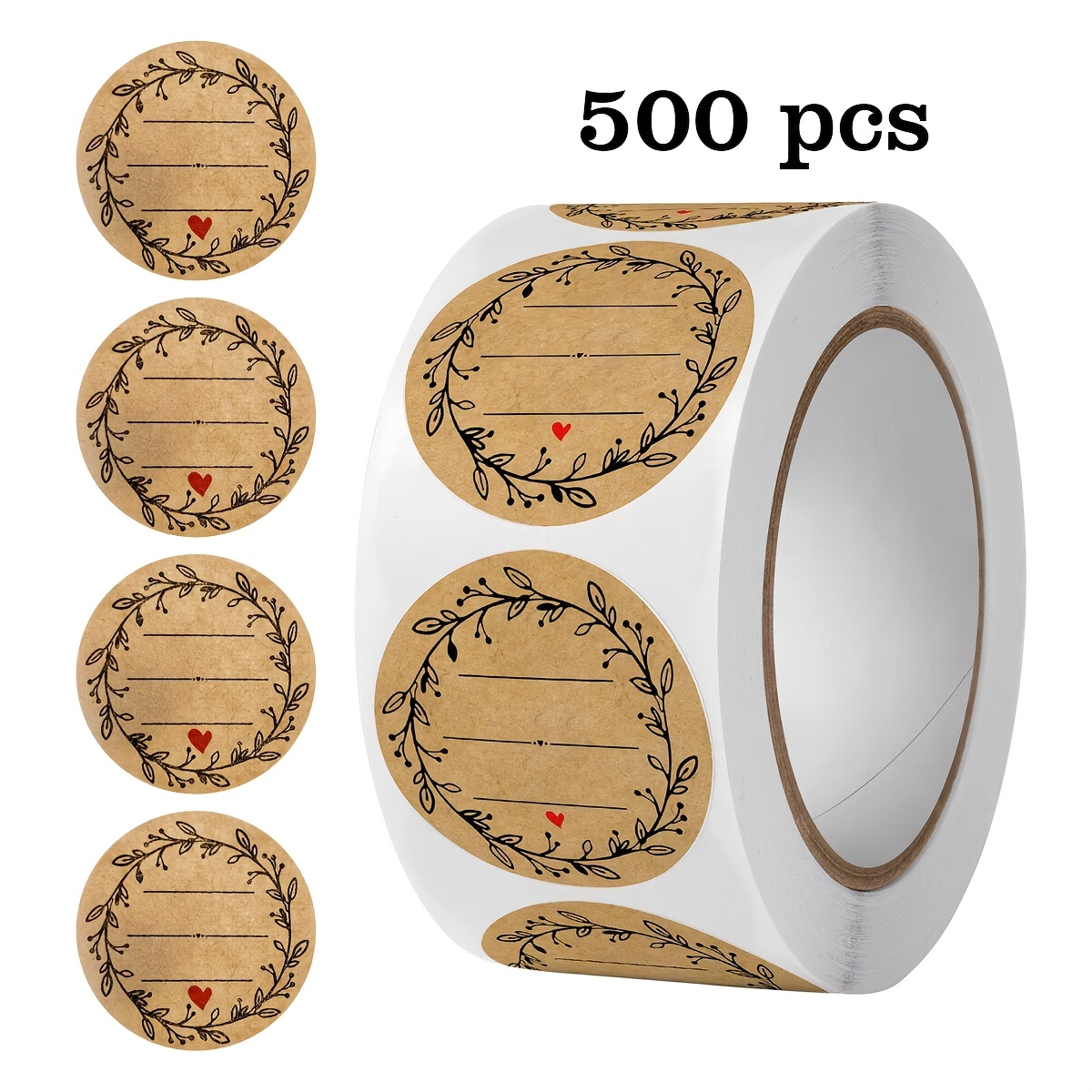 2.5cm/500pcs Roll Of Paper Floral Stickers Self-adhesive Sticker Label Decorative Sealing Sticker