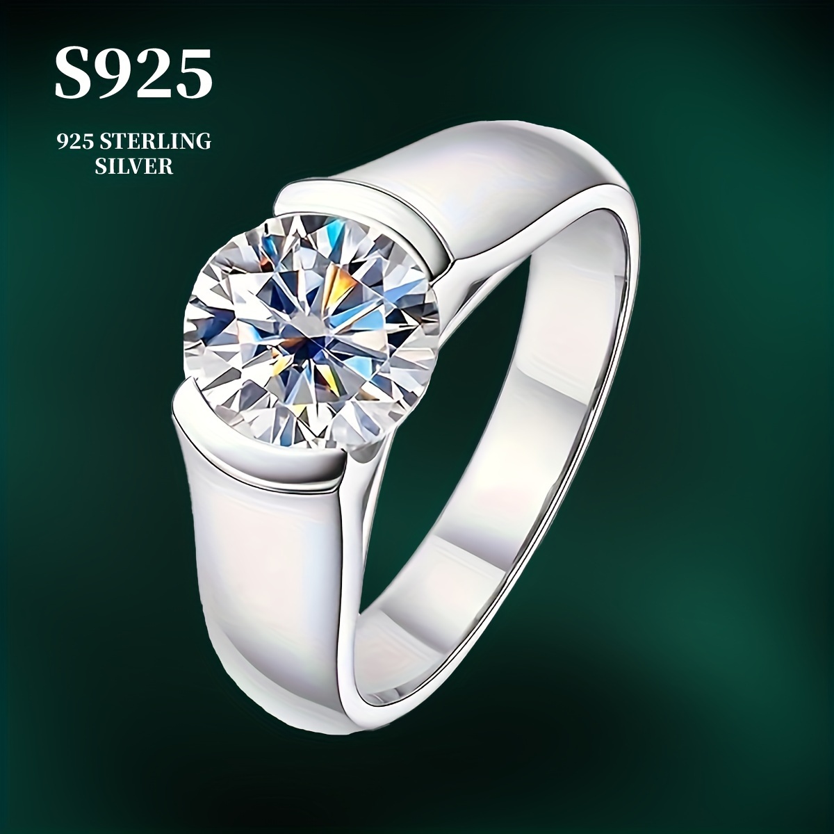 

925 Sterling Silver 2ct Moissanite Women's Personality Ring Suitable For Engagement Wedding Party Valentine's Day Gift
