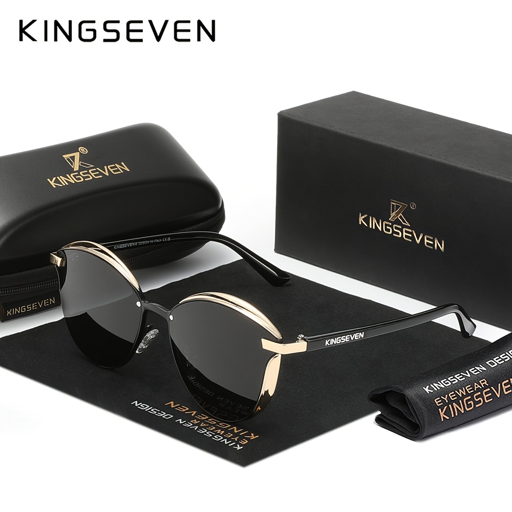 Image of Kingseven Stylish Polarized Cat Eye Frames For Men And Women, Perfect For Casual, Business, Sports, Party, Driving, And With Photo Props