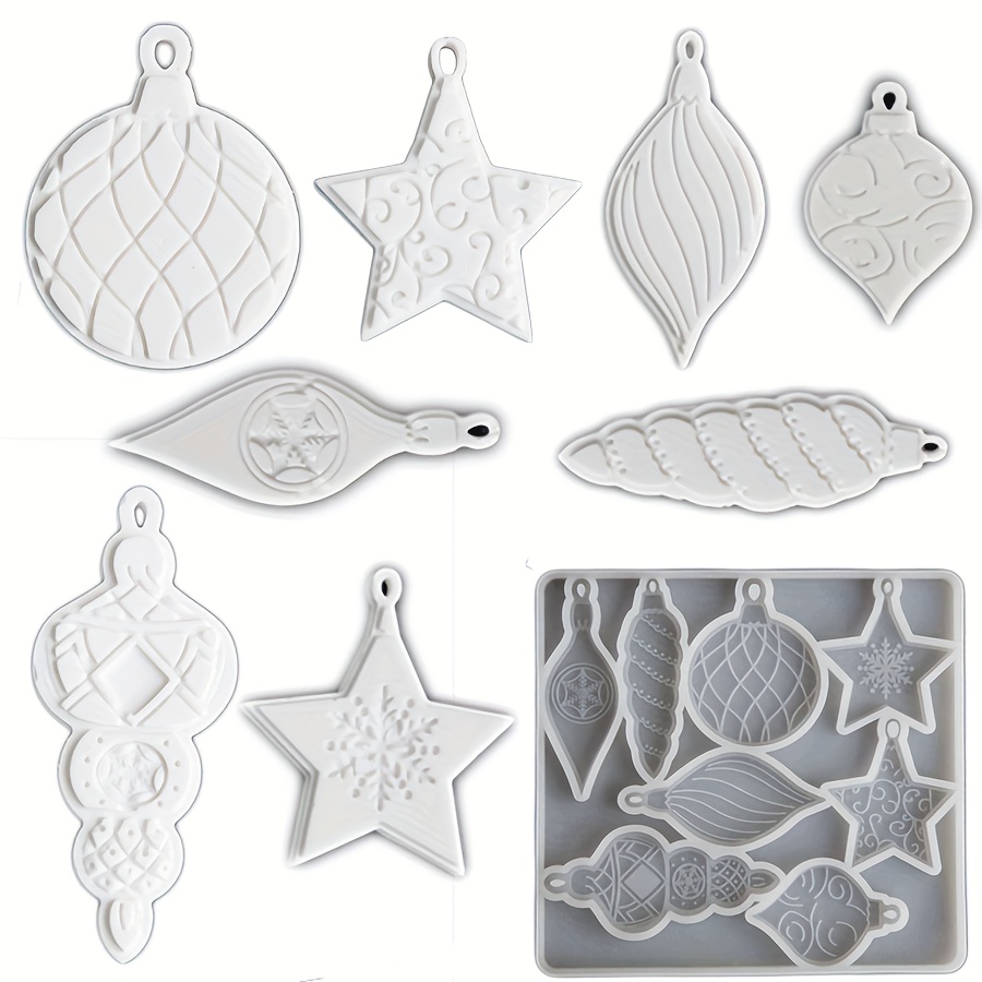 

Diy Christmas Star & Snowflake Silicone Mold For Painted Hanging Ornaments - Ocean Conch & Starfish Plaster Diffuser Stone Crafting