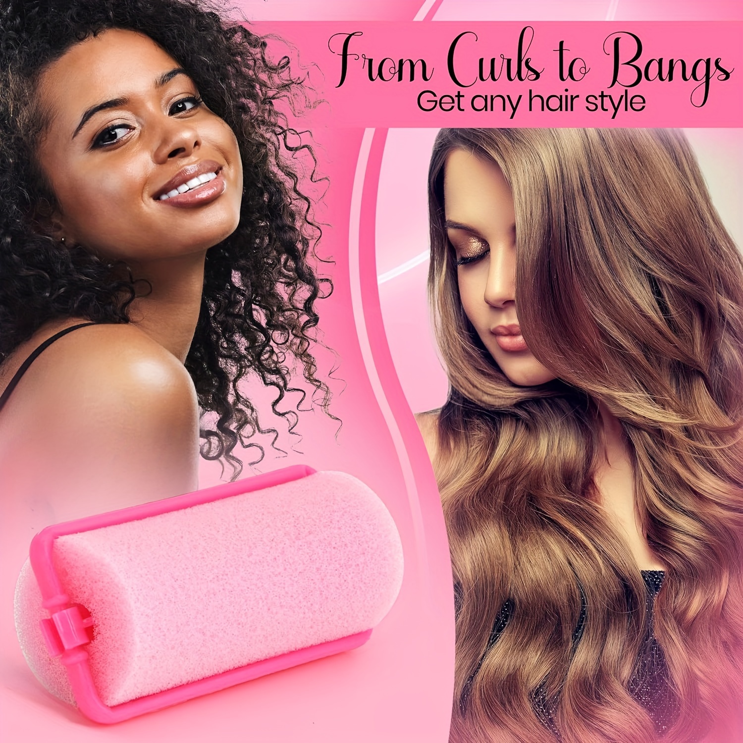 12pcs pink foam sponge hair curlers sleeping Temu Republic of Korea