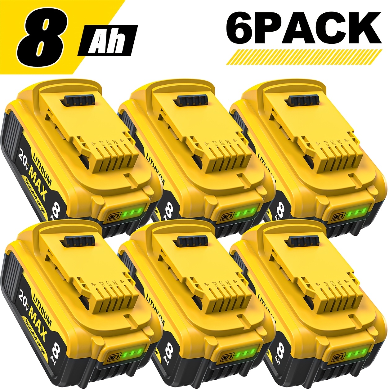 TEMU 20v 8.0ah Lithium Battery Replacement 4-6pack For 20v For Battery Dcb200 Dcb201 Dcb206 Dcb210 Dcb203 Apply Todewalt 20v And Cordless Power Tools