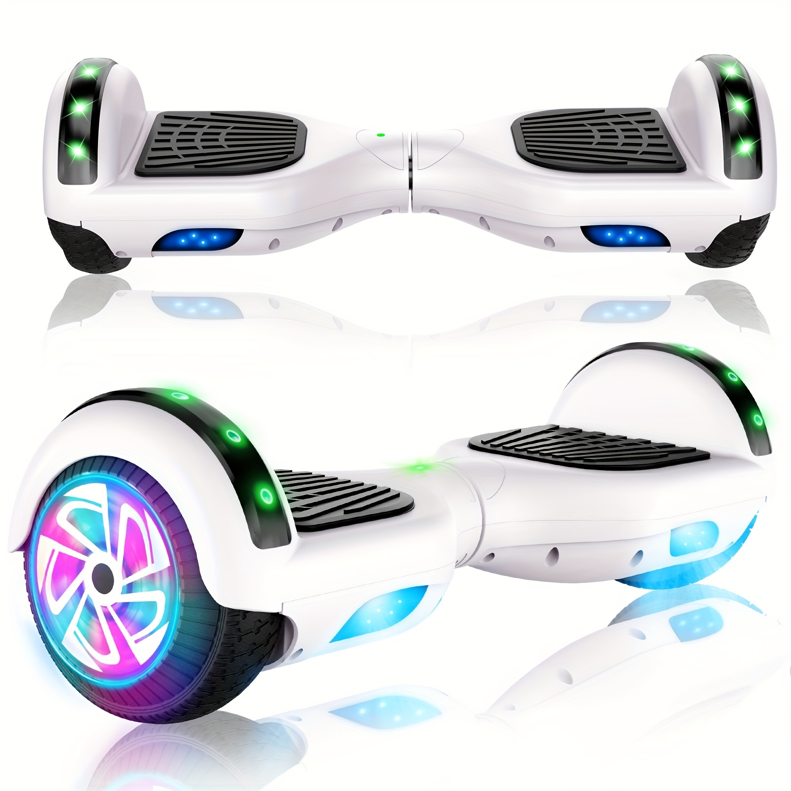 

Sisigad Wireless Hoverboard, 6.5" Two-wheel Self Balancing Electric Scooter, 24v 6-10mph With Lights, White