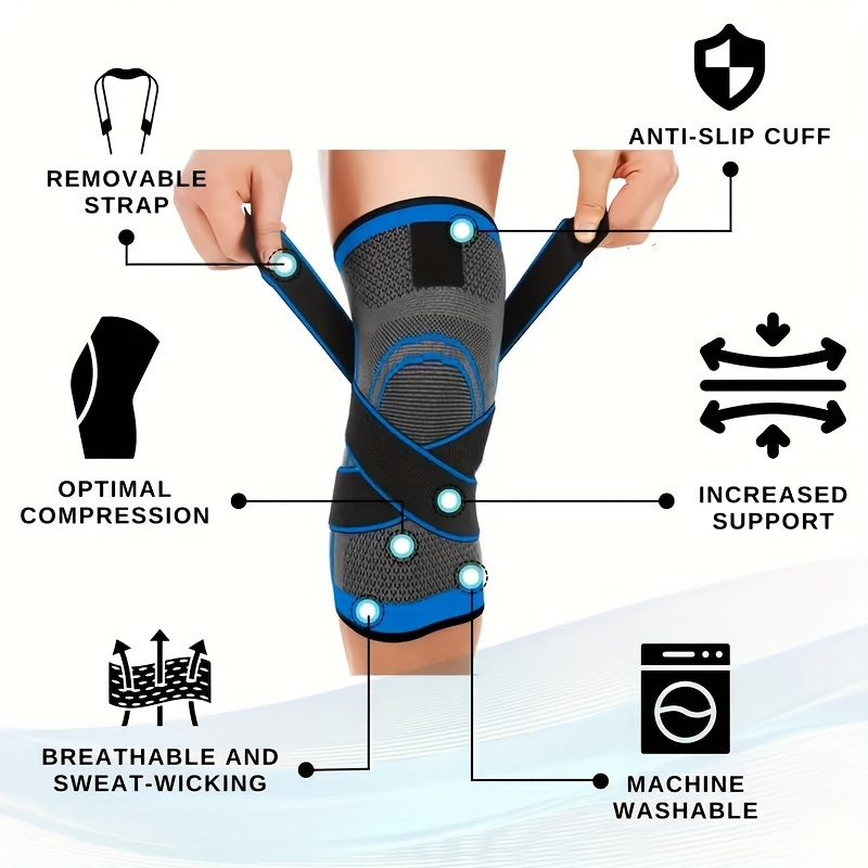 2pcs adjustable knee braces for men women   support   ideal for running cycling workouts black details 1