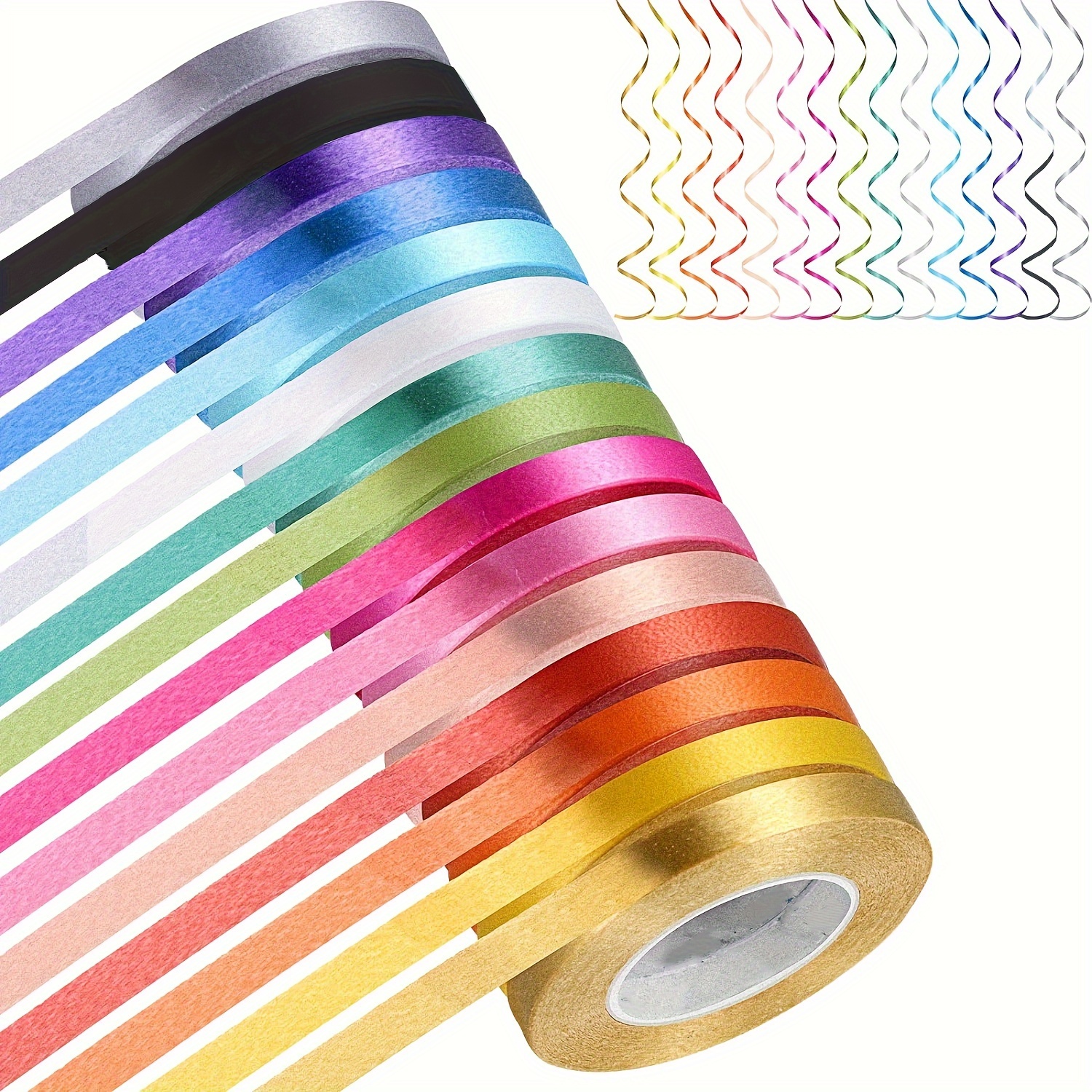 

15pcs Assorted Colors Curling Ribbon - Metallic Balloon Ties For Crafts, Bows, Gift Wrapping, Florists, Weddings & Valentine's Day Party Decorations