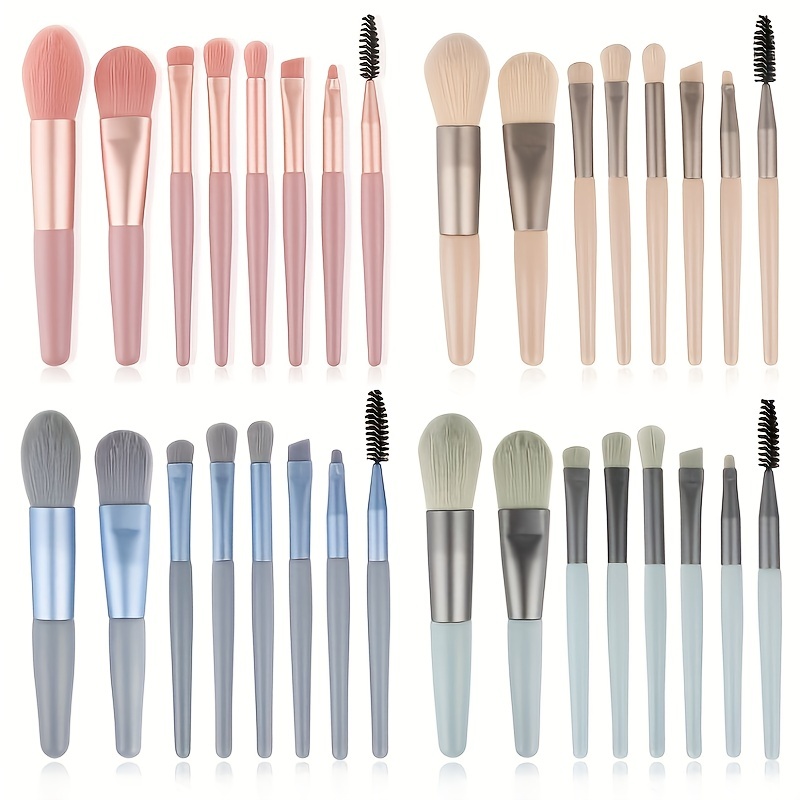 

8pcs Mini Makeup Brush Set, Soft Beginner Cosmetic Tool Kit, Unscented, Portable For Women