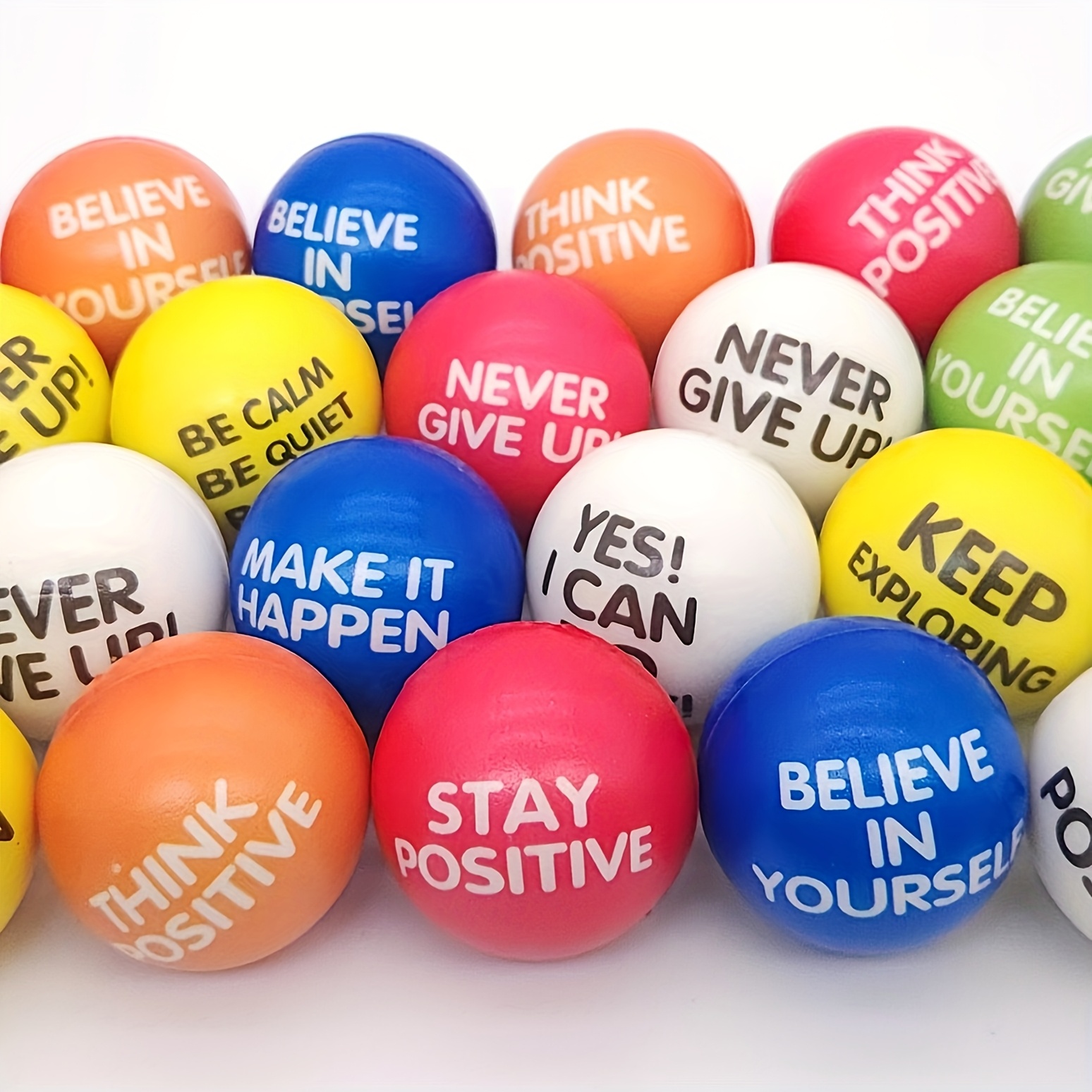 12pcs Of 6.3cm Inspirational Slogans Sponge Balls For Office Motivation,, Palm Training, Team Building, Interactive Small Gifts, Random Content For Winter