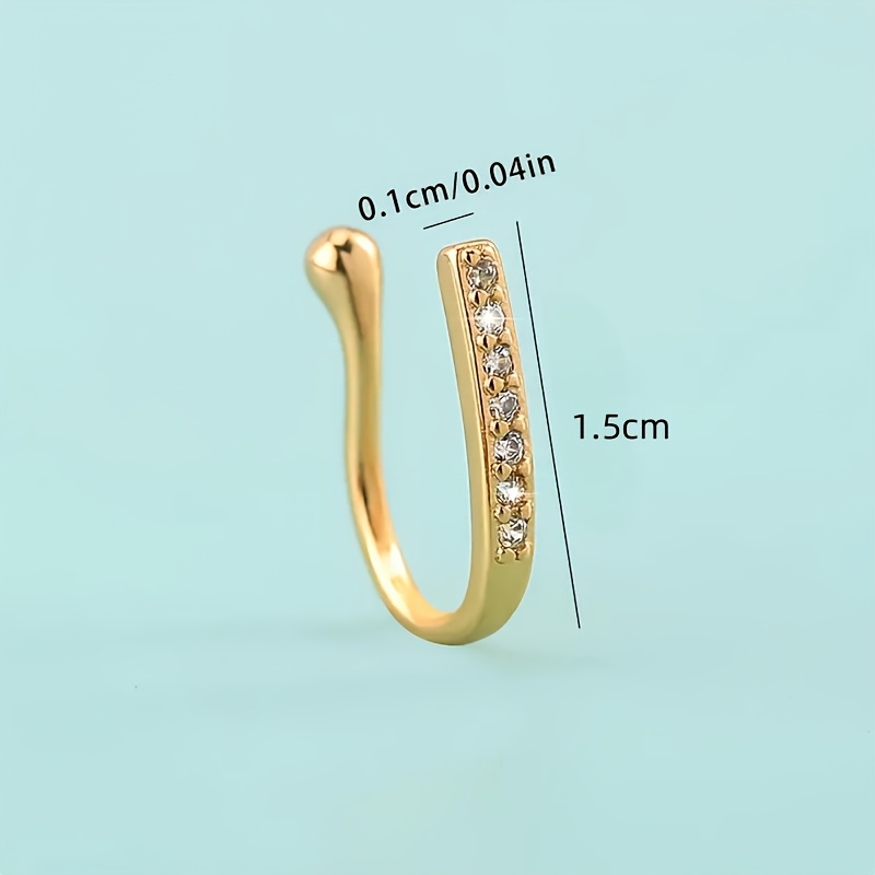 Faux Piercing Nose Stud Nose Clip 1pc Micro Pave Synthetic Zirconia U-shaped Nose Ring Easy Individual Women's