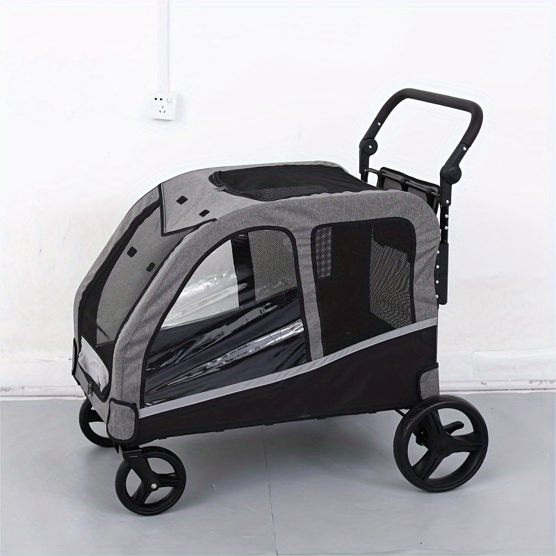 pet stroller, dog stroller for medium small dog foldable lightweight dog  carrier trolley. the extra-large basket of small dog pram has space for  baby equipment, basket used . pump-free rubber tire/reversible aluminum