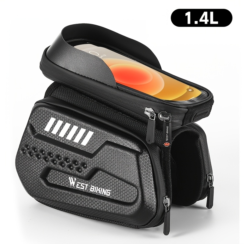 Image of West Biking Bicycle Bag Frame Front Tube Cycling Bag Touch Screen 6.9in Phone Case Bag Mtb/road Double-sided Hard Shell Bike Bag
