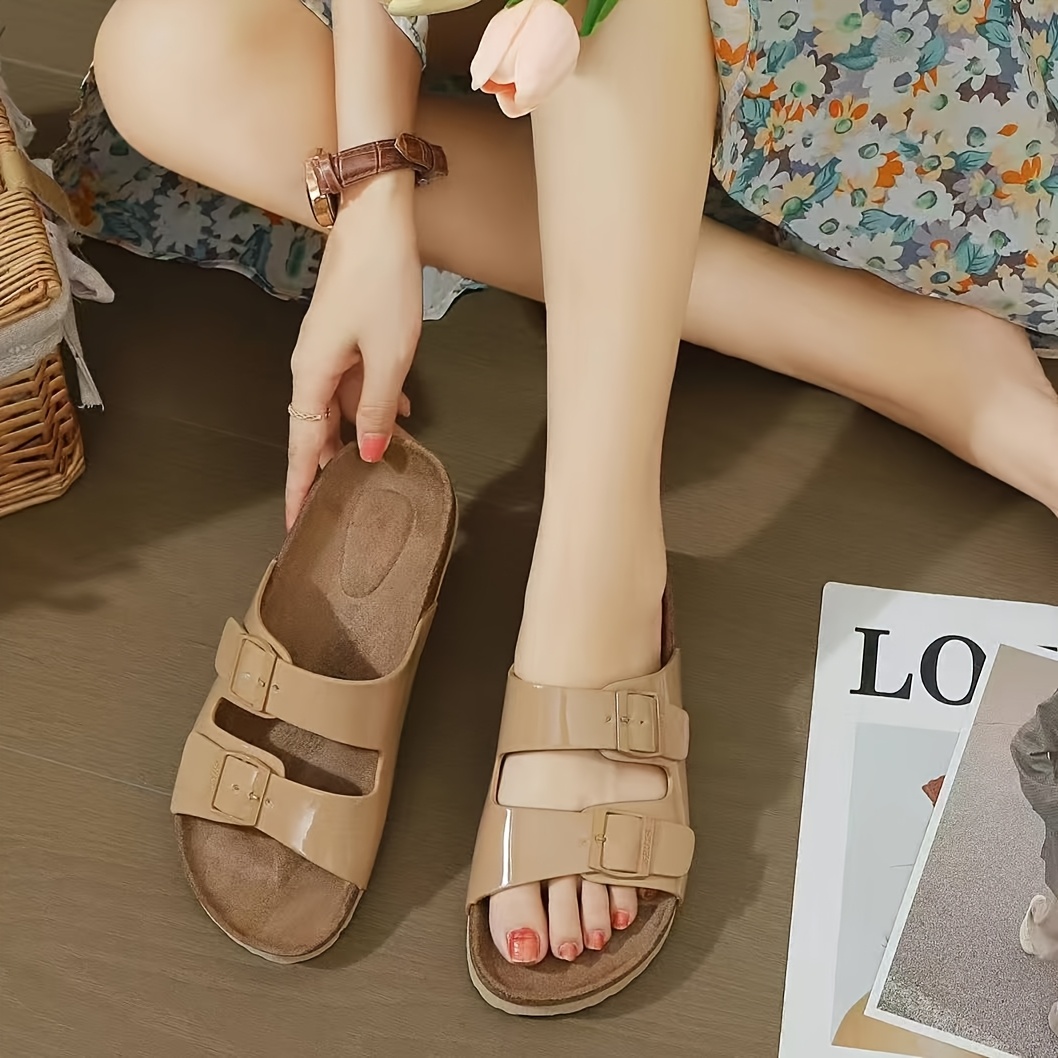 TEMU Genuine Women's Footwear, Cork Slides, Slippers, Slip-resistant Beach Footwear, Women Shoes