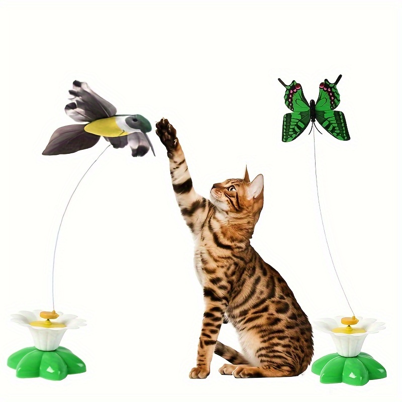 

2pcs Mixed Colors, Electric Bird Tease Cat Pet Toy, Cat Electric Flying Butterfly Tease Cat Stick, A Very Good Toy That Hands