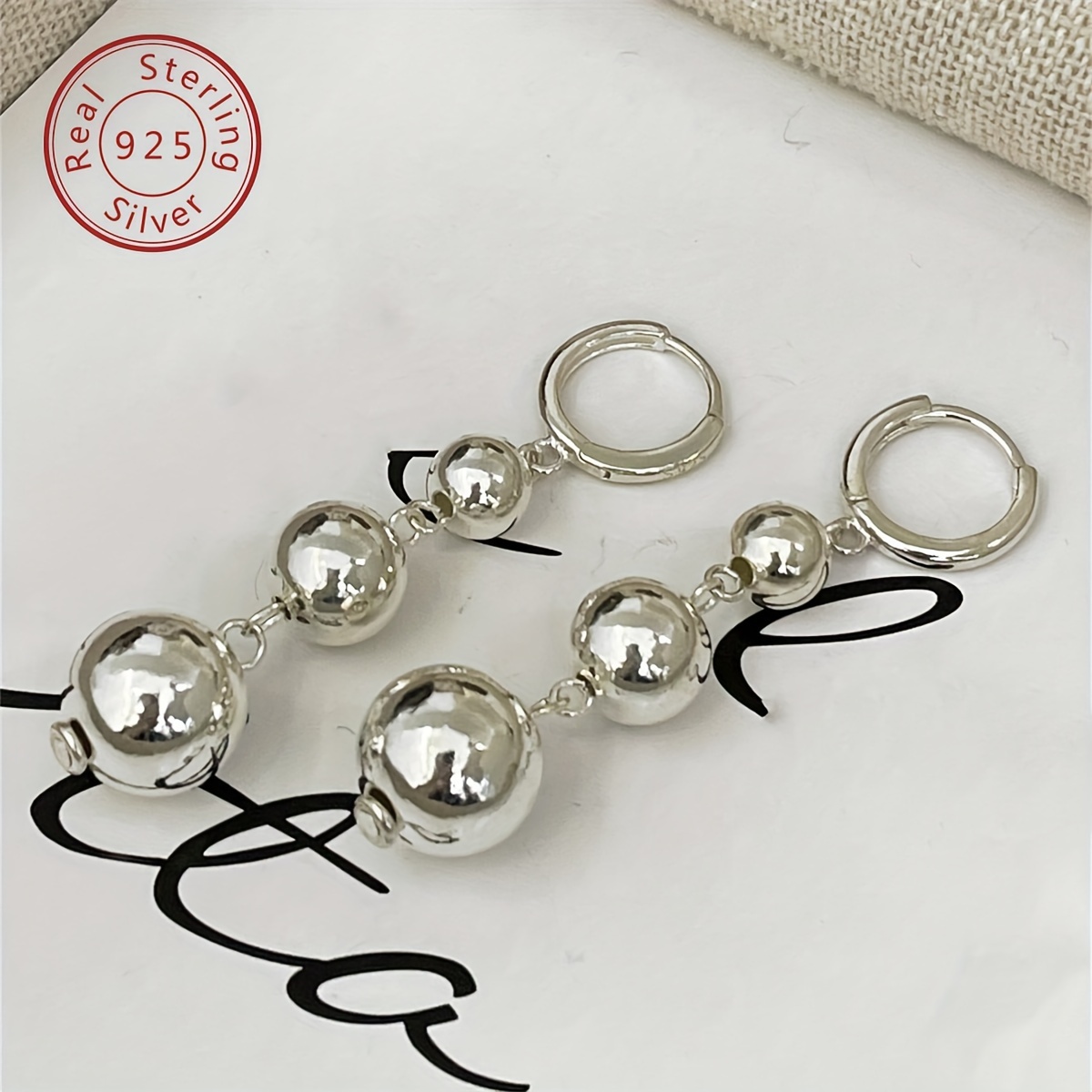 925 Silver Dangle Earrings Polished Circle Drop Hypoallergenic