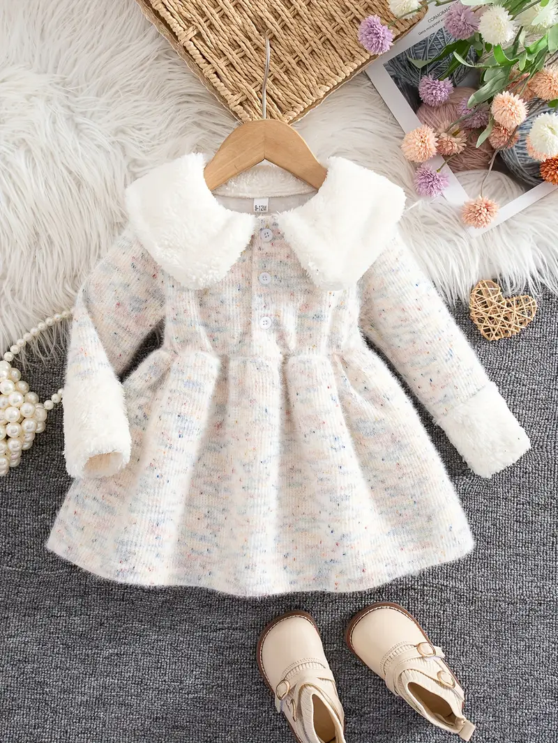 warm princess dress Cute Warm Fleece Upper and Mesh Bottom Girls Princess Dress purple pink / 9Y(140cm)