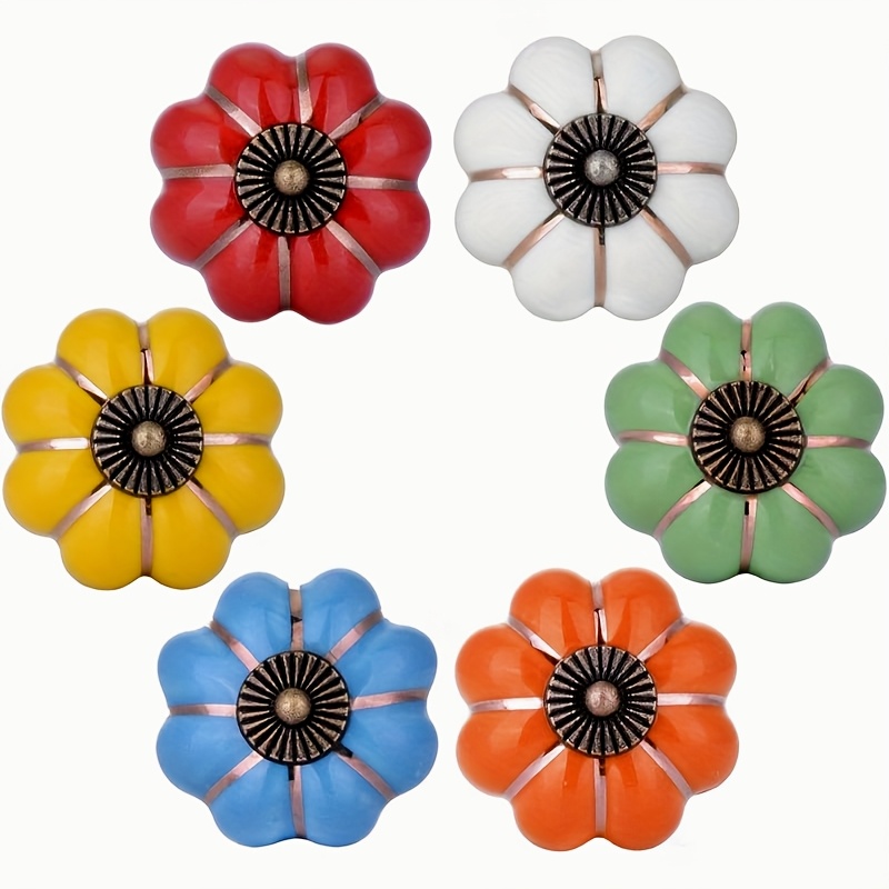 TEMU Set Of 6 Decorative Knobs Shaped Like Wolf Teeth For Cabinets And Drawers, Measuring 1.5 Inches, Ideal For Kitchen Cabinets, Featuring A Pumpkin