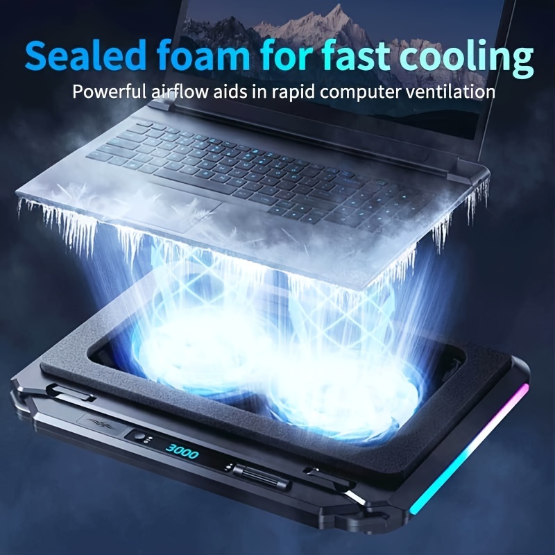 gaming laptop cooling pad with dual powerful fans adjustable sealed foam design for fast cooling of 14 21 laptops details 2