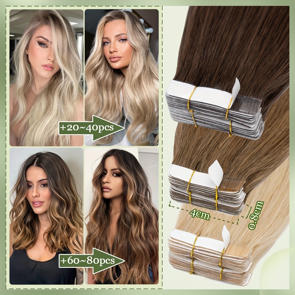 50g pack 20pcs tape in human hair extensions 100 brazilian human hair tape in extensions straight light beige weft 100   seamless design human hair extensions for women 14 24 inches date gift cosplay details 2
