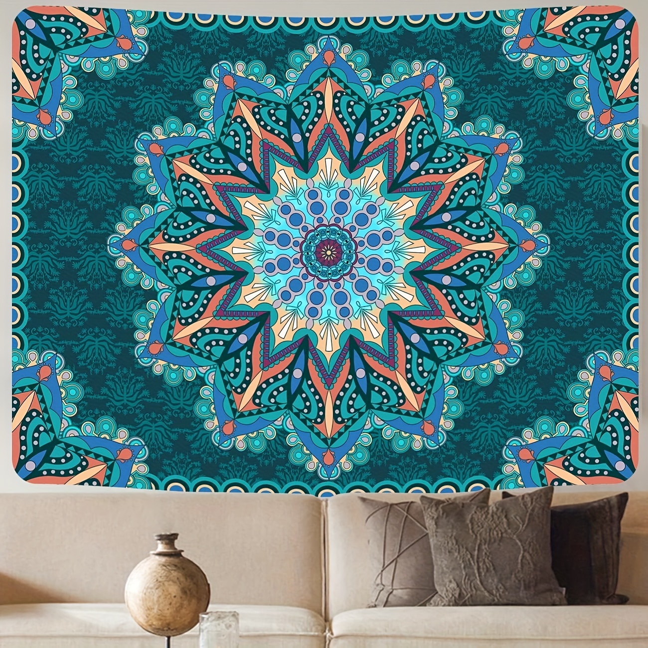 

1pc Bohemian Mandala Tapestry, Polyester Tapestry, Wall Hanging For Living Room Bedroom Office, Home Decor Room Decor Party Decor, With Free Installation Package