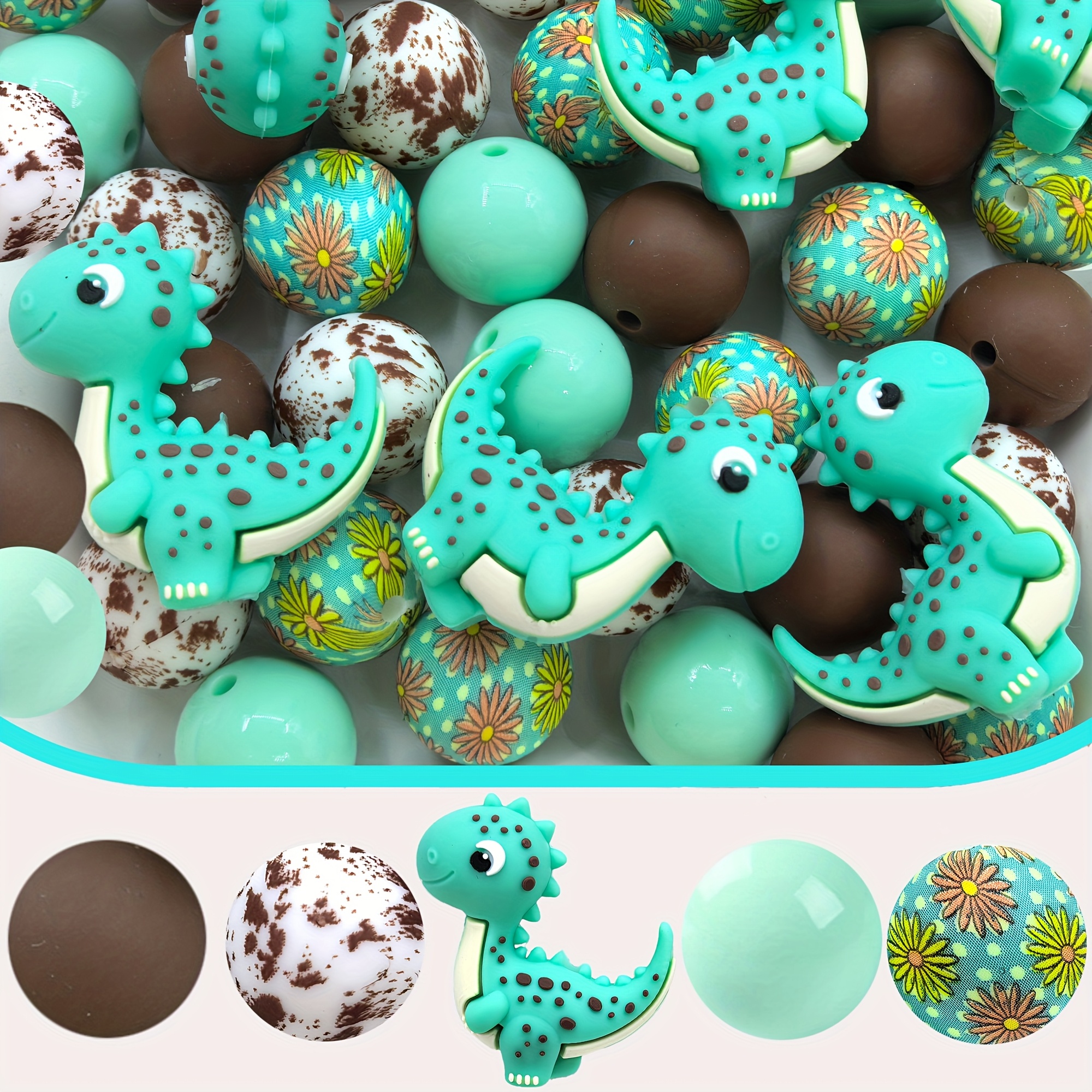 TEMU Set di 25 perline in silicone a forma di , set di perline stampate da 15 mm per decorazioni di gioielli, perline fatte a , idee per perline per