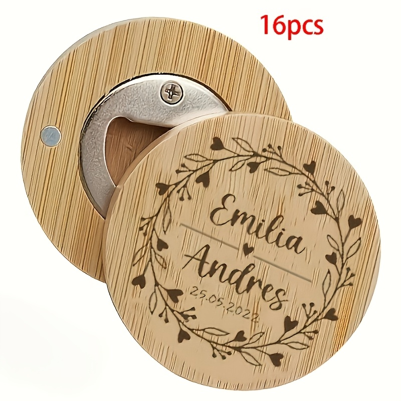 TEMU Abrebotellas Magnético de Madera Personalizable con y , Imán de Nevera para y Regalo de Aniversario, Suministros para Fiestas , Decoración Ideal