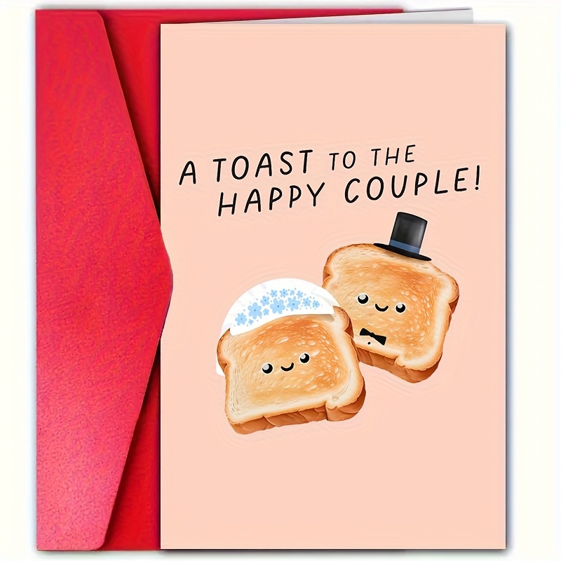 Elegant Wedding Card For Couples, - " To Couple!" Whimsical Toasting Bread Illustration, High-quality Paper, Weddings & Special Occasions