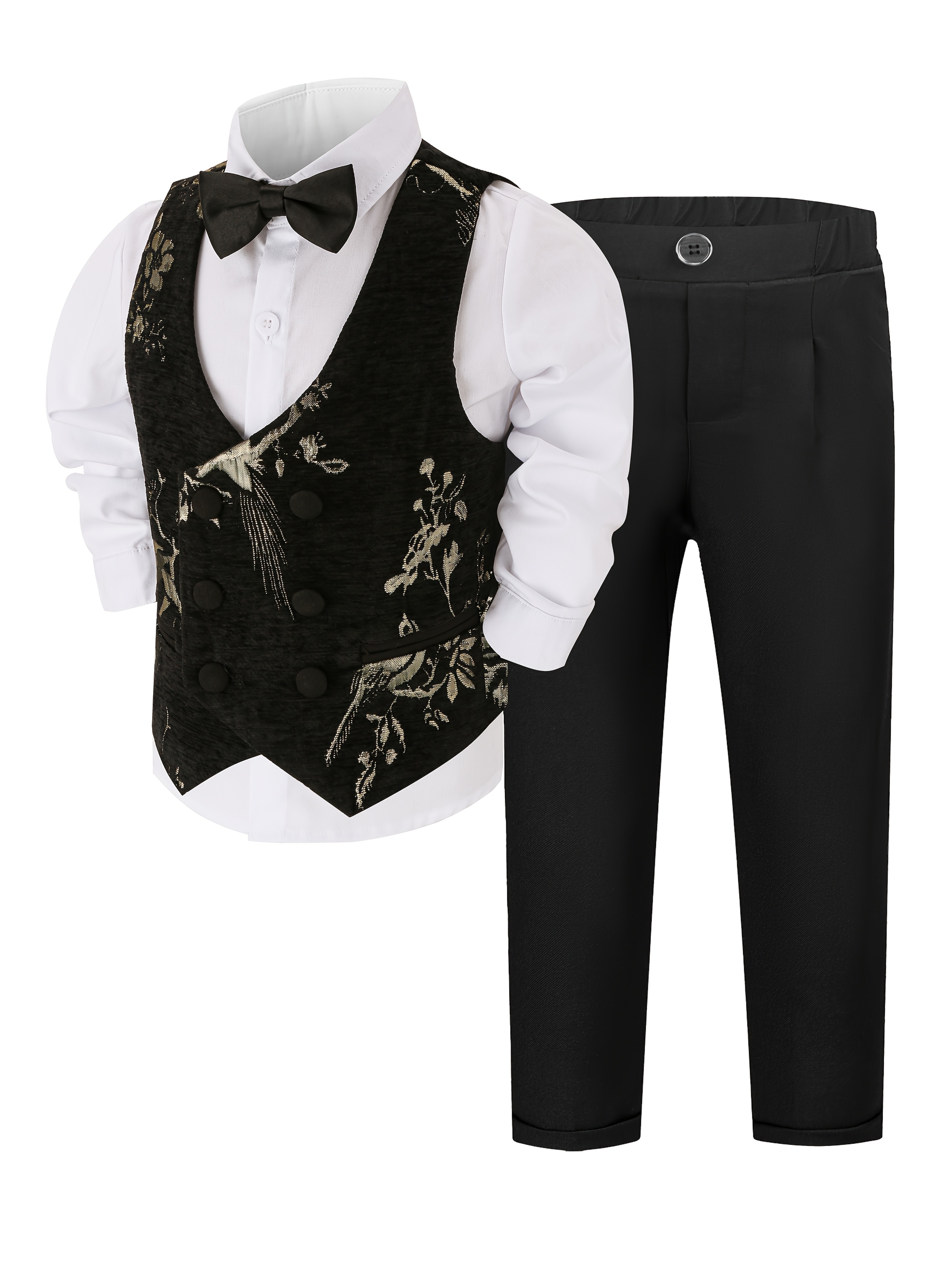 Robe de soirée pour enfants, costume élégant avec gilet et pantalon,  cravate, style tendance pour garçon, tenue de piano ou mariage, fête  d'anniversai