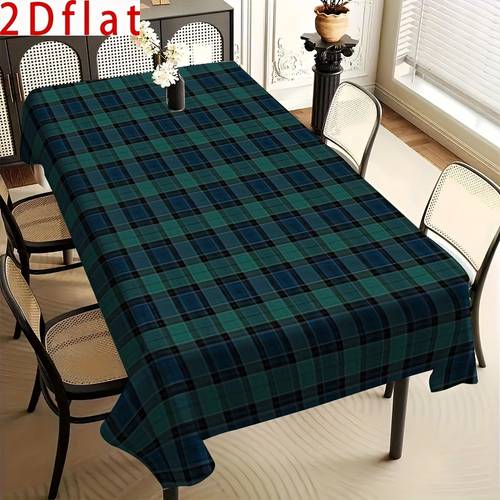 een klassiek 2d plat geblokt tafelkleed - een essentieel decoratief item voor thuis, , gemaakt van polyester, rechthoekige vorm, geschikt voor zowel binnen- als buitengebruik, perfect voor keuken- en eetkamerdecoratie, en feestelijke gelegenheden.