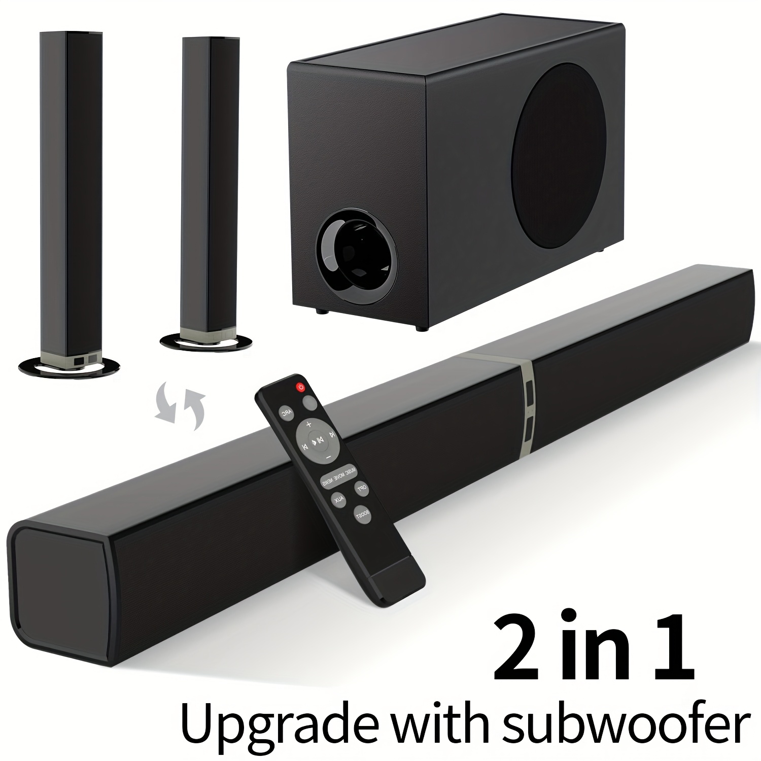 2 in   sound bar soundbar for smart tv wireless speaker surround home audio sound bars with subwoofer arc optical aux connection with infrared remote control