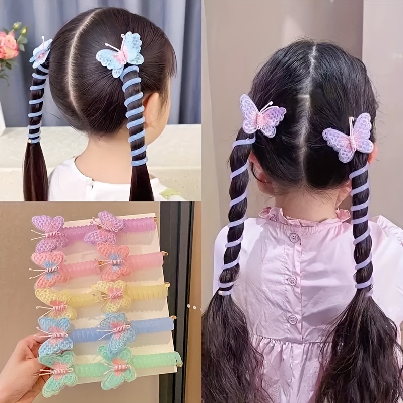 TEMU 10pcs Cute And 's Telephone Line Hair Bands, Gentle And Versatile Set Hairpins, Suitable For ' Daily Versatile Hair Accessories