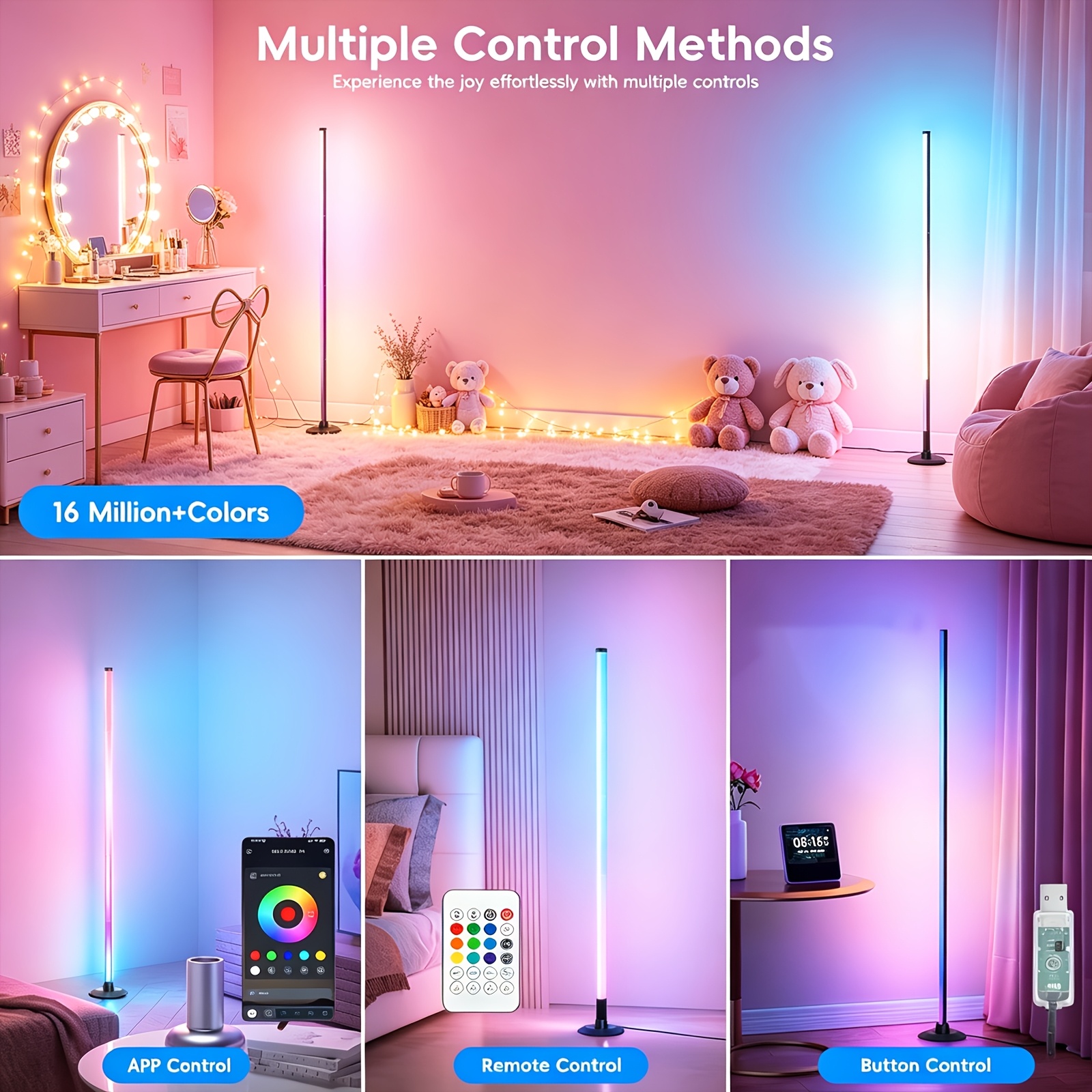 Smart RGB Floor Lamp with App & Remote Control
