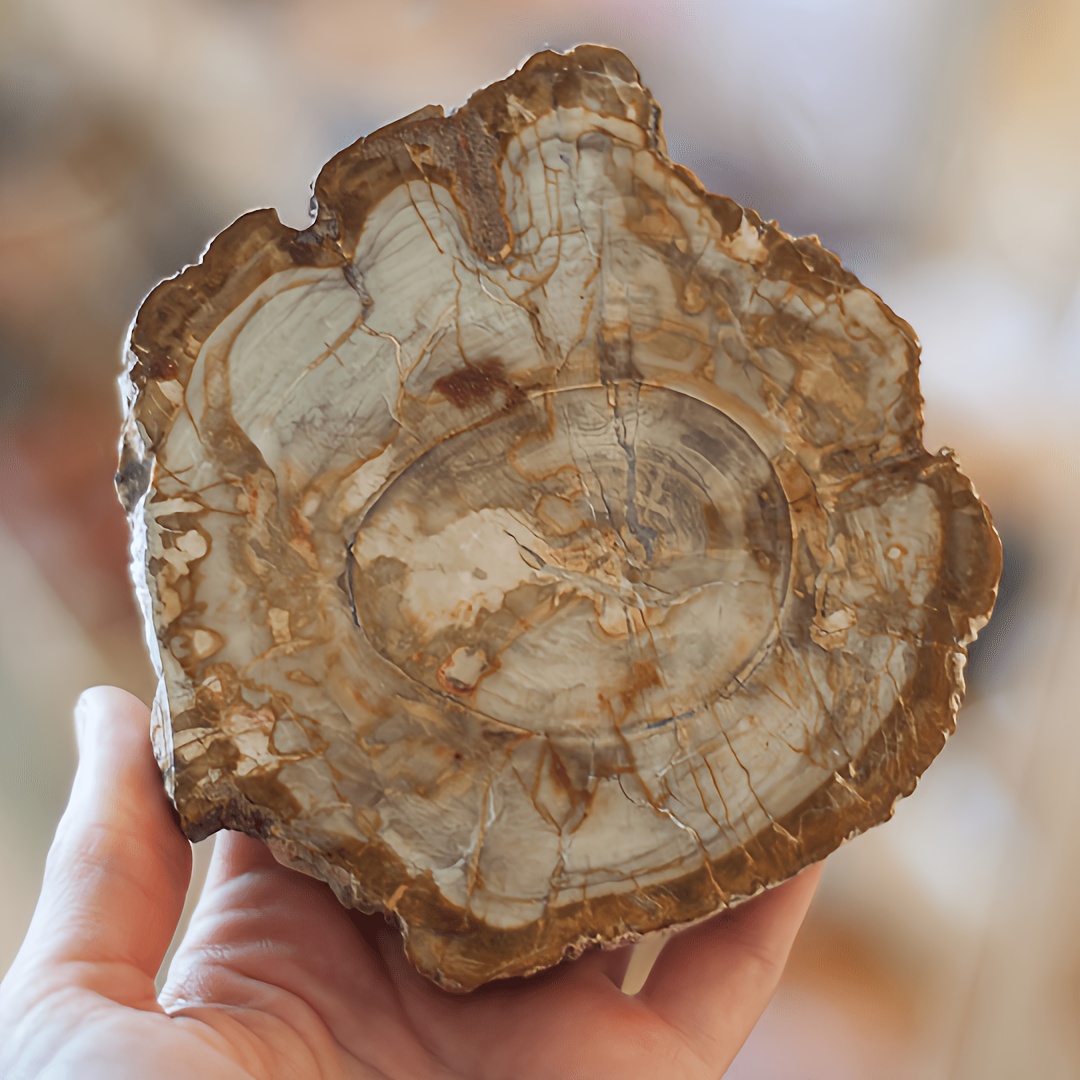 TEMU de bois pétrifié naturel, plaque de décorative polie avec de grains uniques, pièce d' à bord irrégulier pour décoration de bureau à domicile,