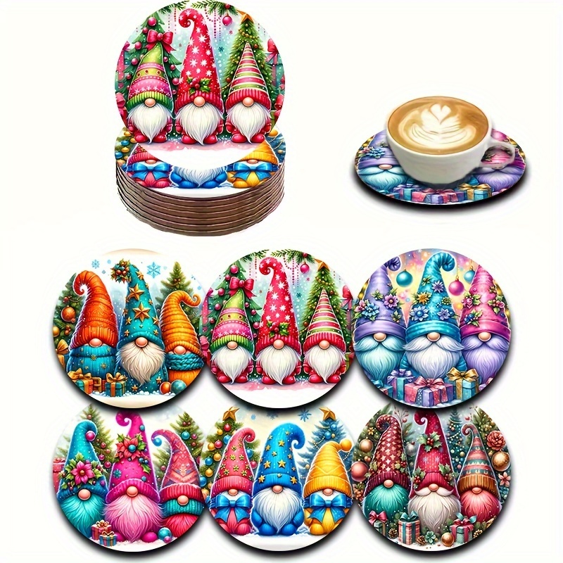 

6pcs Christmas Coasters Set, 3d Wooden Cup Pads, Coffee & Drink Mug Mats, Home & Dining Decor, Perfect Gift & Friends