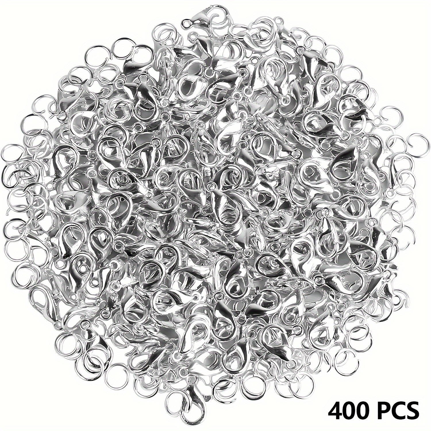 

Kit de 400pcs Fermoirs à Griffe de avec Anneaux , Crochets de Fixation Argentés pour Bracelets et , pour la Fabrication de Bijoux DIY, 12mmX6mm