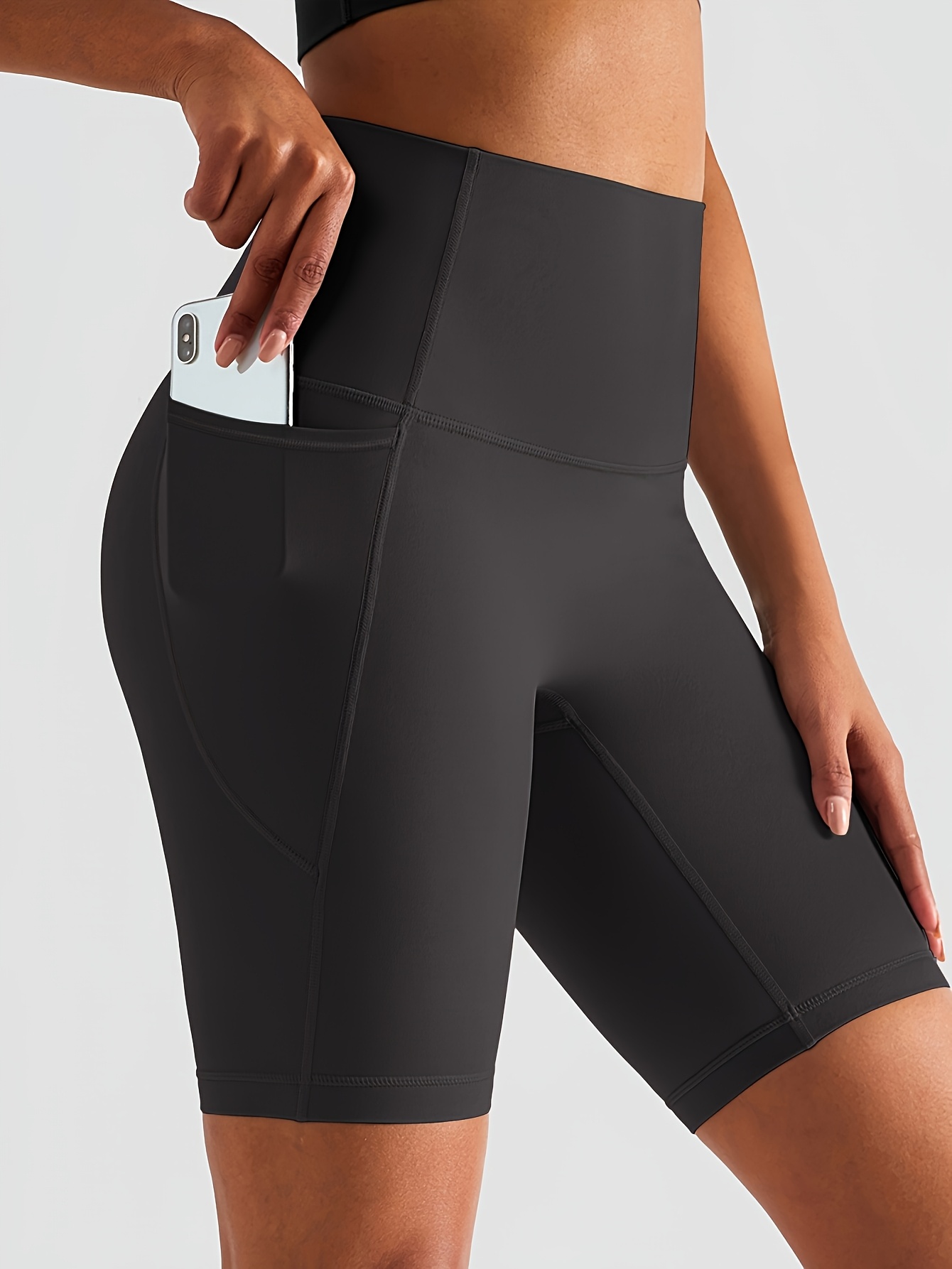 Womens Lifting Yoga Sports Shorts Pocket Wide